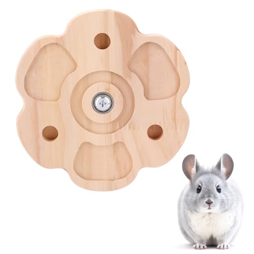 BOXOB Kauspielzeug für Chinchillas, 16cm Drehbares Kauspielzeug aus Holz für Chinchillas Interessant Zubehör für Chinchillakäfige Spielzeug zum Zähneknirschen für Kaninchen Chinchillas (Blumenform) von BOXOB