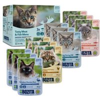 BOZITA Nassfutter Katze Häppchen in Sauce mit Fisch und Fleisch Multibox 12x85 g von BOZITA