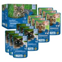 BOZITA Nassfutter Katze Sterilised Häppchen in Sauce mit Fleisch Multibox 12x85 g von BOZITA