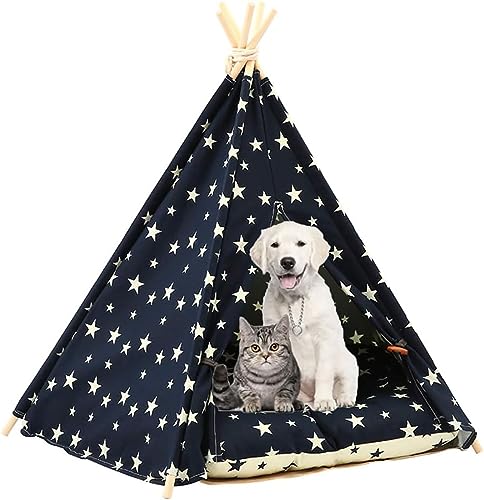 Little Dove,Hunde-Tipi-Zelt, Hause und Zelt mit Spitze für Hund Oder Haustier, Abnehmbar und Waschbar mit Matraze,60×60×70cm von BPILOT