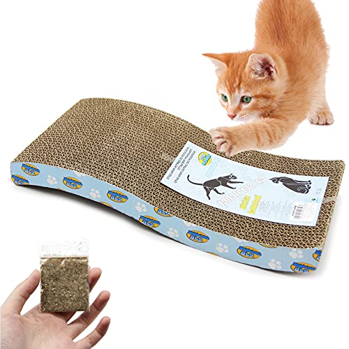 BPS Katzen Kratzbrett für Katzen mit Katzenminze Scraper Kattenschraper Kartonnen tafel papier inclusief Gatora Gras 3 modellen kies 43 x 21 x 4 cm (golvende tabel) BPS-10054 von BPS(R)