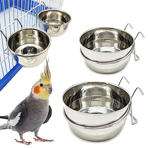 2 x Futternapf für Vogelkäfig, Edelstahl, mit Haken, 4 Größen, zum Aufhängen, für Vogel, Tier, klein, Hund, BPS-11129 x 2 von BPS BUENA PET SHOP