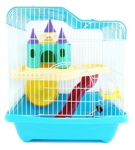 BPS® Hamsterkäfig, Hamstervilla mit Rad, Tunnel und Haus, 28 x 21 x 31 cm, Farbe wird nach Zufallsprinzip versandt von BPS BUENA PET SHOP