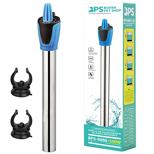 BPS BPS-6085 Aquariumheizer, wasserdicht, 100 W, Edelstahl, 23,5 cm, mit 2 Saugnäpfen von BPS BUENA PET SHOP