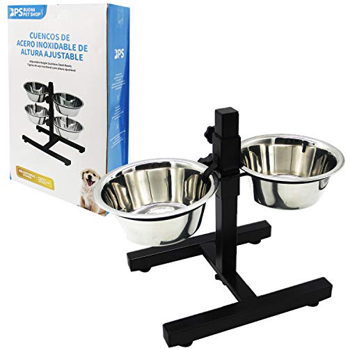 BPS BPS-11119 Futternapf für Hunde, Edelstahl, mit Standfuß, höhenverstellbar, 3 Größen zur Auswahl (S) von BPS BUENA PET SHOP