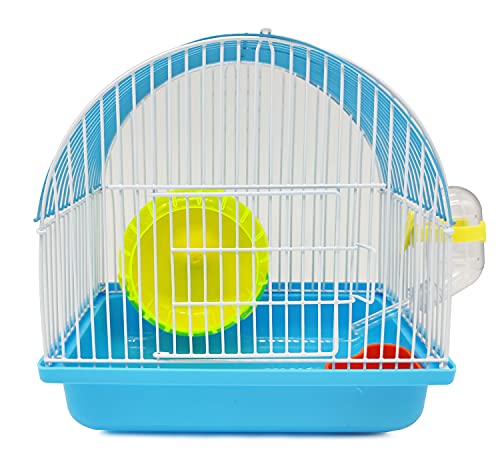 BPS BPS-1216 Mini-Hamsterkäfig für Hamster, mit Futterwanne, Rad, zufällige Farbe, 22,5 x 22,5 x 17 cm (runde Form) von BPS BUENA PET SHOP