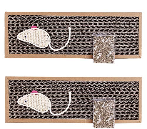 BPS BPS-1852 x Kratzbaum für Katzen, aus Karton, 2 Stück, 13 x 38 cm, ideales Zubehör zum Schärfen der Nägel (2 Stück, 13 x 38 cm) von BPS BUENA PET SHOP