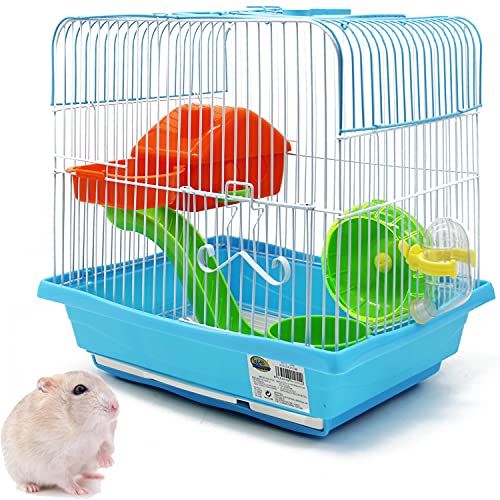 BPS BPS-1255 Hamsterkäfig mit Futternapf, Tränke, Rad, spezielles Haus, zufällige Farbe, 30 x 23 x 31 cm von BPS BUENA PET SHOP