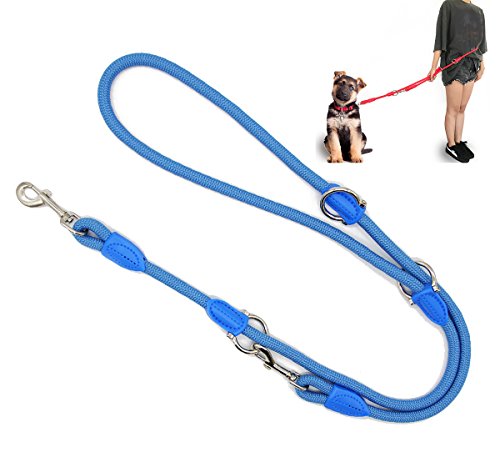 BPS Hundeleine Haustiere Verstellbare Doppel Hundeleine Verschiedene Positionen Mittel Groß Hund 2 Dimension Wählen Sie M / L (L, Blau) von BPS BUENA PET SHOP