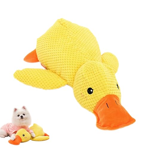 BPWE Calming Duck Dog Toy, Durable The Mellow Dog Calming Duck Dog Squeak Toys, Soft Plush Yellow Stuffed Duck Dog Chew Toy for Dogs Indoor Puppy (Large) von BPWE