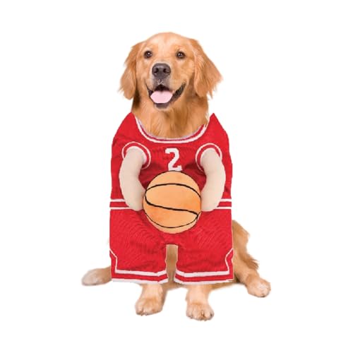 Dog Basketball Costume with Ball, Dog Basketball Halloween Costume, Dog Basketball Player Costume with Ball (Red,Large) von BPWE