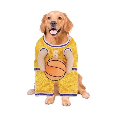 Dog Basketball Costume with Ball, Dog Basketball Halloween Costume, Dog Basketball Player Costume with Ball (Yellow,Large) von BPWE