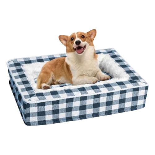 Tartan Cozy Dog Anti-Anxiety Calming Bed, Festive Classic Tartan Pet Bed, Extra Thick Removable Washable Cover Calming Dog Bed (Blue,Large) von BPWE