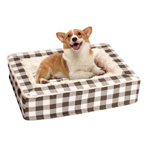 Tartan Cozy Dog Anti-Anxiety Calming Bed, Festive Classic Tartan Pet Bed, Extra Thick Removable Washable Cover Calming Dog Bed (Brown,X-Large) von BPWE