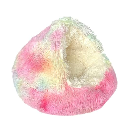 BQWXIEC Olvys Cocoon Hundebett, Cocoon Hundebett, Cocoon Haustierbett für Hunde, Katzenkokonbett, beruhigendes Haustierbett, 66 cm, Regenbogenfarben von BQWXIEC