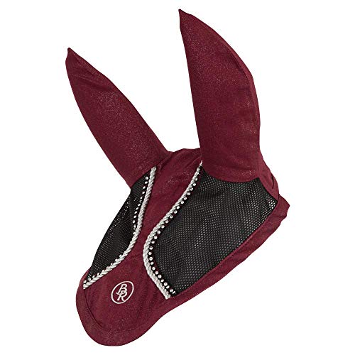 BR Ohrenhaube Glamour Chic mit Zierkordel und Strass (Warmblut, Burgundy) von BR