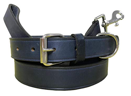 BRADLEY CROMPTON Passendes Hundehalsband und Leine, Echtleder, 35,6 - 45,7 cm, Marineblau von BRADLEY CROMPTON