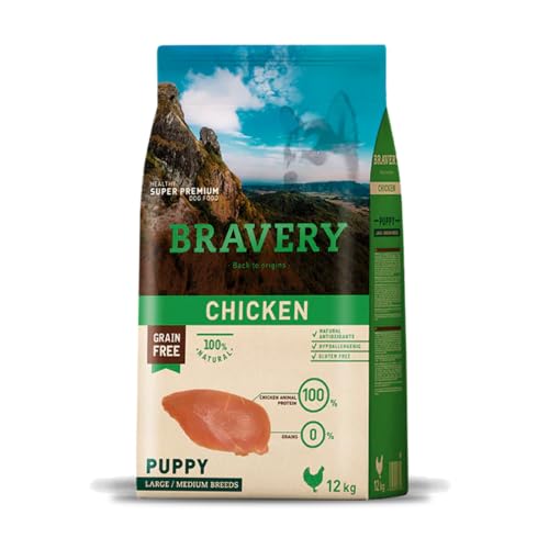 BRAVERY Kroketten Puppy Huhn für Hunde, 12 kg, Größe L/M von BRAVERY