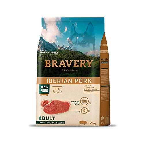 BRAVERY Kroketten Schweinefleisch Iberus für Hunde, 12 kg, Größe L/M von BRAVERY