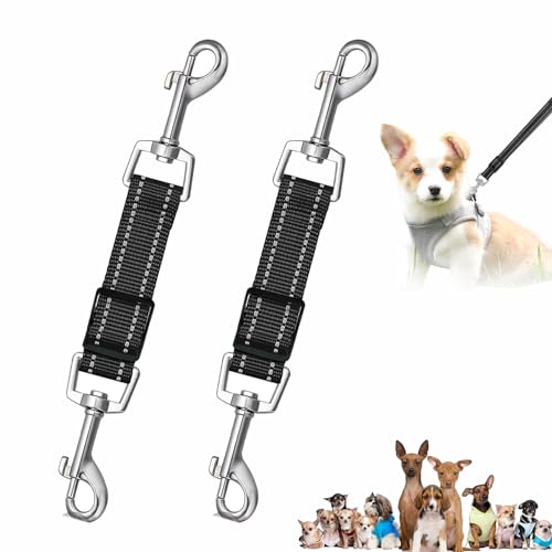 Sicherheits-Verbindungsglied für Halsband zu Geschirr, doppelseitig, mit Clip, doppelendig, Leine für Hunde, verstellbar, reflektierend, Sicherheitsclip, für Hunde, Haustiere, Welpen, alle Halsbänder, von BRDTKUGV