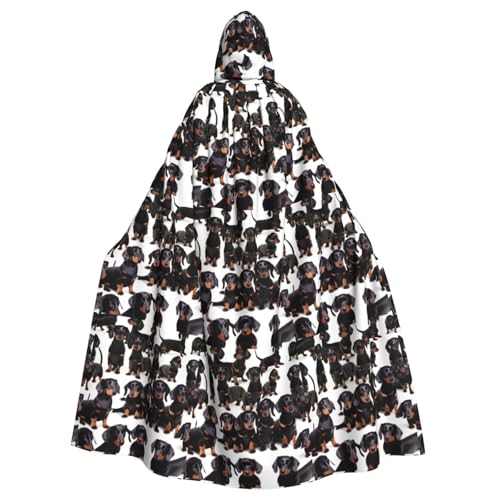 BREAUX Dackel Weiner Haustier Hund Druck Kapuzenponcho Unisex Kapuzenponcho Poncho mit Kapuze Halloween Erwachsene Kapuzenponcho von BREAUX