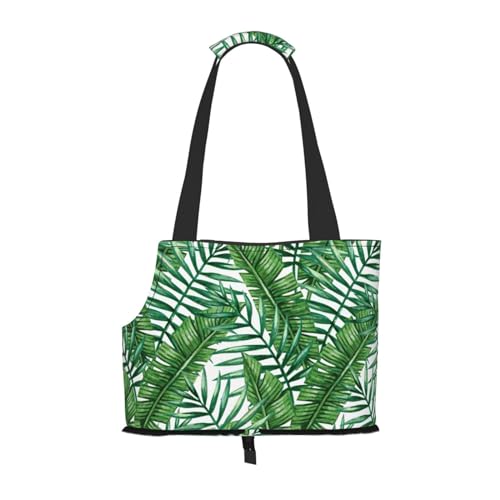 Banana Leaf Green Print Pet Portable Foldable Shoulder Bag Small and Medium Size Cat and Dog Portable Backpack von BREAUX