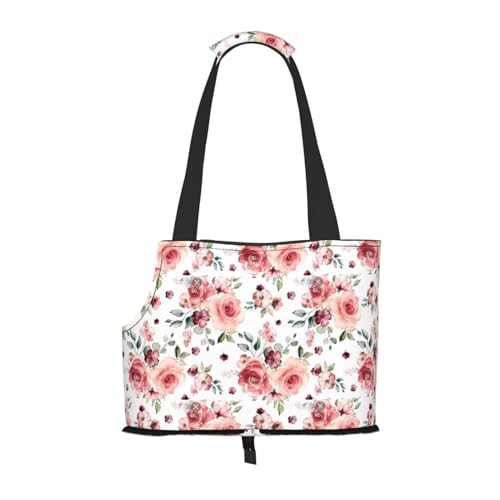 Blossoming Rose Flowers Print Pet Portable Foldable Shoulder Bag Small and Medium Size Cat and Dog Portable Backpack von BREAUX