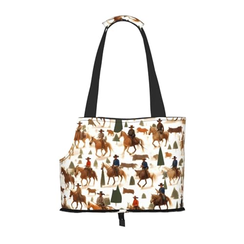 Cowboy Ride Horse Print Pet Portable Foldable Shoulder Bag Small and Medium Size Cat and Dog Portable Backpack von BREAUX