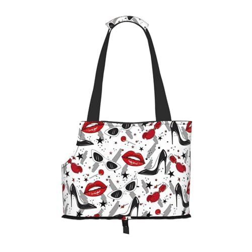 Lips High Heels Print Pet Portable Foldable Shoulder Bag Small and Medium Size Cat and Dog Portable Backpack von BREAUX