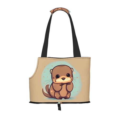 Niedlicher Otter-Druck, tragbare faltbare Umhängetasche, kleine und mittelgroße Katze und Hund, tragbarer Rucksack von BREAUX