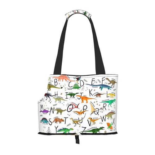 Stilvolle Lernalphabete mit Dinosaurier-Druck, tragbare faltbare Umhängetasche, kleine und mittelgroße Katze und Hund, tragbarer Rucksack von BREAUX