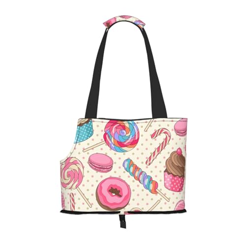 Sweet Lollipop Cupcake Print Pet Portable Foldable Shoulder Bag Small and Medium Size Cat and Dog Portable Backpack von BREAUX