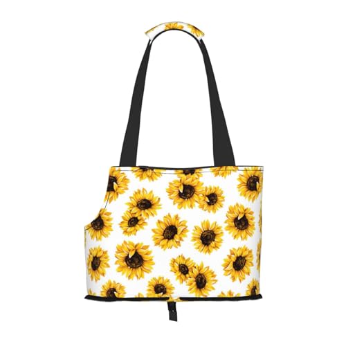 Tragbare faltbare Umhängetasche mit Sonnenblumen-Druck, kleine und mittelgroße Katze und Hund, tragbarer Rucksack von BREAUX