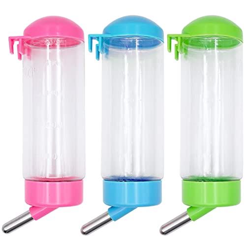 BREUAILY 3Pcs Kaninchen Trinkflasche 500ml Keine Drip Hamster Trinken Waterers Hängende Wasserflasche Kleintiertränke Wasser Flaschen für Kaninchen Hamster Chinchilla Zufällige Farbe von BREUAILY