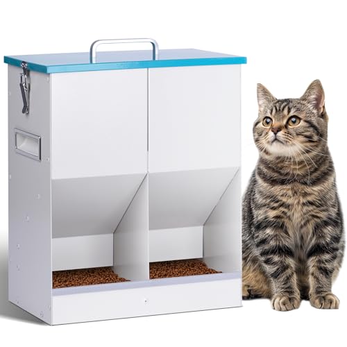 BREUAILY Automatischer Katzen futterspender für 2 Katzen 10L Futterautomat Katze Trockenfutter mit Doppeltrichter Schwerkraft Katzen Futterspender für Kleine Hunde Katzen von BREUAILY