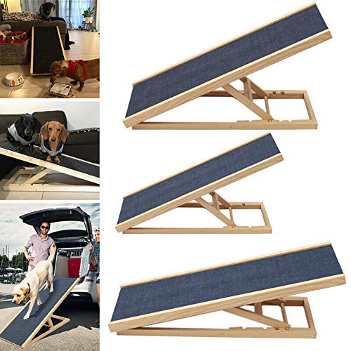 Hunderampe Katzen Rampe Hundetreppe für Bett oder Sofa Klappbar aus Holz Hundeleiter Auffahrrampe für Haustiere 70cm x 35cm x 30/40 Höhe Einstellbar Sicherheit Haustiere Leiter von BRIEFNESS