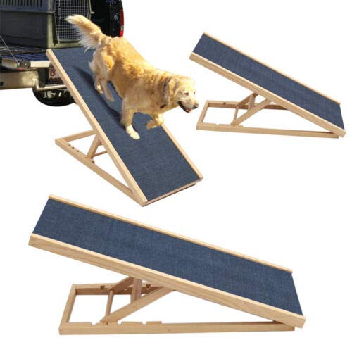 Haustiere Hunderampe, Leicht/Tragbar Auto Rampe für Hund Höhenverstellbar, Hundetreppe Klappbar aus Holz Hundeleiter Auffahrrampe für Auto oder Bett Sofa mit Anti-Rutsch Beschichtung, Leichtes Design von BRIEFNESS