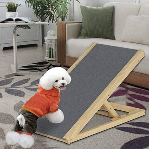 Hundetreppe Auto klappbar,ausziehbare Einstiegshilfe für Hunde, Hunderampe aus Tannenholz,Autorampe Anti-Rutsch Teppich,60 cm Höhe Rampe,belastbar bis 100 kg,Leichtes Design von BRIEFNESS