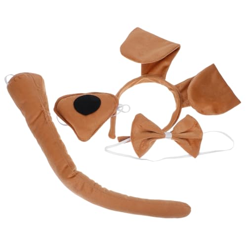 BRIGHTFUFU 1 Satz Kinderhundkleidung Foto -Requisiten Hundekopfschmuck Welpenkostüm Für Tierkostüm Partystirnband Tier-Stirnband-kostüm Hundekostüm Für Hund Haarband Stoff Brown von BRIGHTFUFU