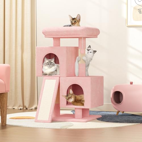 BRIGHTORIA Kratzbaum Turm mit 2 Katzenhütte, Katzenturm mit Kratzbaum & Sisalüberzogenes Kratzbrett Leiter, Katzenkletterturm, Katzenbaum für Indoor Katzen 86.4 cm, Soft Pink BRIGHTORIA Kratzbaum Turm mit 2 Katzenhütte, Katzenturm mit Kratzbaum & Sisalüberzogenes Kratzbrett Leiter, Katzenkletterturm, Katzenbaum für Indoor Katzen 86.4 cm, Soft Pink von BRIGHTORIA