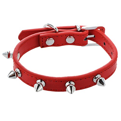 BRIUERG PU-Nieten Niethalsband für Hund, Katze, Heimtier, Rot XS von BRIUERG