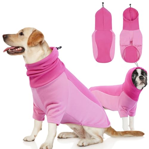 BRKURLEG Hunde-Kapuzenpullover mit Ohrwickeln, Rollkragen-Sweatshirt, beruhigender Kapuzenpullover, weicher Pullover, elastische Ohrenschutz, Kapuze für Lärm, warmer Fleece-Hundepullover für kaltes von BRKURLEG