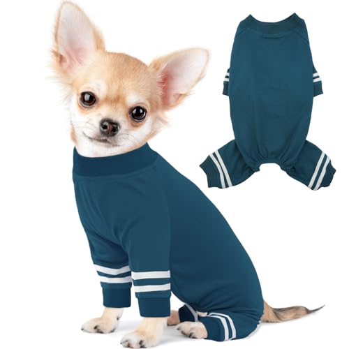 BRKURLEG Hunde-Pyjama, Baumwoll-Jumpsuit, weicher Einteiler mit 4 Beinen, für Welpen und Katzen, Hunde-Genesungsanzug für kleine und mittelgroße Hunde, atmungsaktiv, für Jungen und Mädchen von BRKURLEG