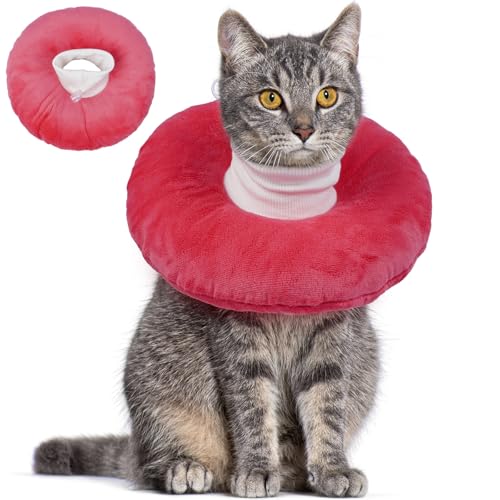 BRKURLEG Katzenkegel-Halsband, weich, niedlich, Katzen-Genesungskegel, weicher schützender Haustier-Halskegel, verstellbare Kätzchenzapfen gegen Lecken, Wundheilung, elisabethanisches Halsband, Rosa, von BRKURLEG