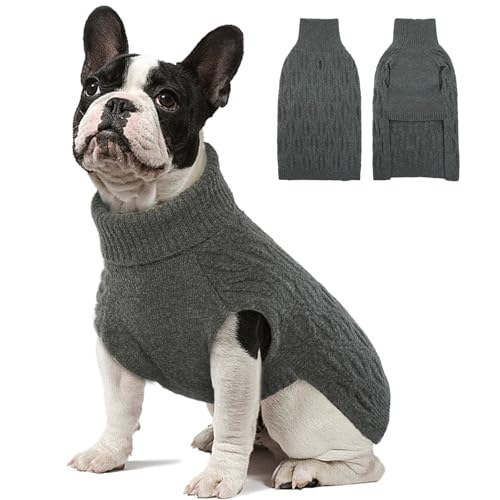 BRKURLEG Rollkragenpullover für Hunde, Winterkleidung für kleine, mittelgroße Hunde, Jungen und Mädchen, Haustierpullover mit Loch für die Leine, warmer Hundepullover für Teddy, Pudel und kleinere von BRKURLEG