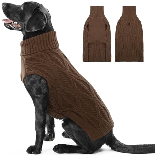 BRKURLEG Rollkragenpullover für Hunde, Winterkleidung für mittelgroße und große Hunde, Jungen und Mädchen, Haustierpullover mit Loch für die Leine, warmer Hundepullover für Senioren, Boston Terrier, von BRKURLEG