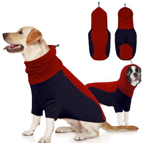 BRKURLEG Warmer Hunde-Kapuzenpullover, Hunde-Angstjacke mit Ohrwickel, Hunde-Fleece-Hemd, verstellbar, ruhige Kopfbedeckung, Ärmel, Winter, weich, beruhigende Westen für Hunde und Katzen mit von BRKURLEG