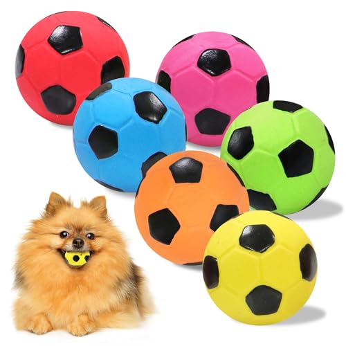 BRMDT Hunde-Fußball-Spielzeug, 5,1 cm, 6 Stück, Naturkautschuk, langlebig, interaktiver Hundeball für Hunde, Kauen und Training, passend für zahnende Welpen, kleine und mittelgroße Hunde von BRMDT