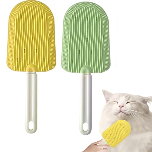 BROIEEN Cat Tongue Comb, 2024 New Cat Tongue Comb,Celery Pets Cat Tongue Comb,2 In 1 Portable Cat Grooming Brush, Cat Tongue Licking Hair Comb,Soft Silicone Cat Comb (2pcs a) von BROIEEN