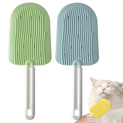 BROIEEN Cat Tongue Comb, 2024 New Cat Tongue Comb,Celery Pets Cat Tongue Comb,2 In 1 Portable Cat Grooming Brush, Cat Tongue Licking Hair Comb,Soft Silicone Cat Comb (2pcs b) von BROIEEN